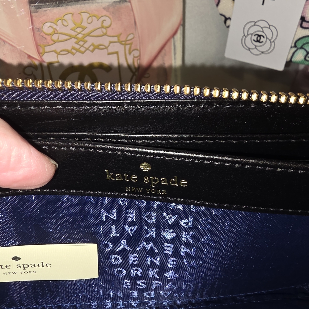 kate spade Blue Multi-Color Striped Zip Wallet - Picture 5 of 8